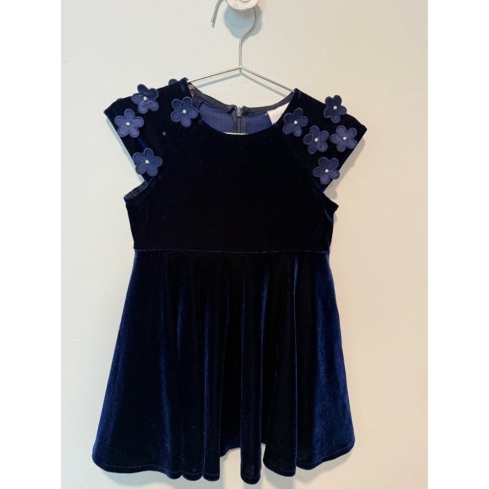 Florence Eiseman Velour Party Dress 2T Navy EUC